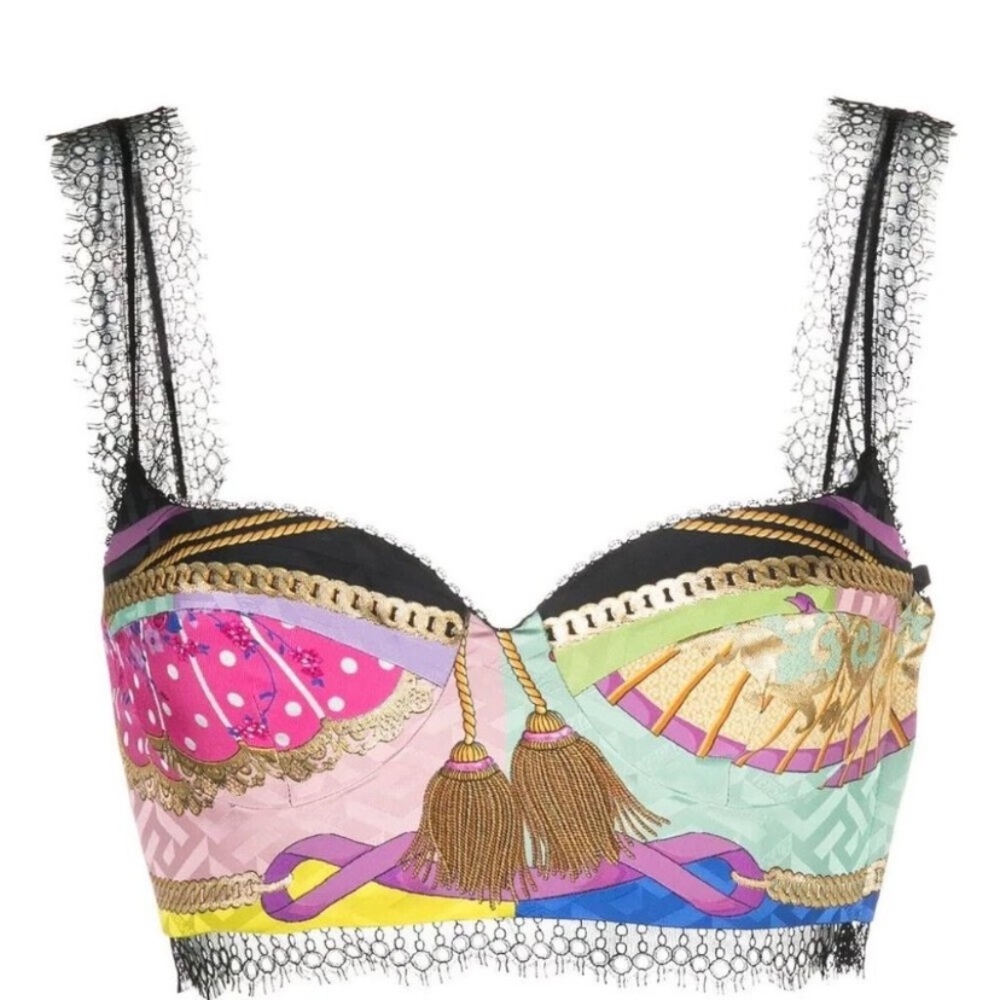 Versace Multicolor Lace Bralette